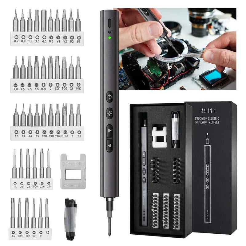 Electric Screwdriver Set 44 in 1 Mini Cordless Precision Screwdriver, Anti-Slip Handle, LED Lighting, Dual-Speed Adjustment, Long Battery Life, Professional and Durable Tool